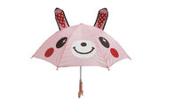 Różowy kolor 3d Design Śliczny dziecięcy parasol z czapkami ochronnymi Metalowa rama wału 10 mm dostawca