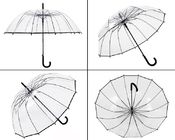 Długi uchwyt Przezroczysty parasol w kształcie kopuły Wysoka wytrzymałość Elastyczność Wiatroodporny dostawca