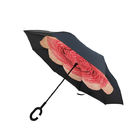 Odwrócony parasol dwuwarstwowy w kwiatowe wzory, parasol w kształcie litery „C” dostawca
